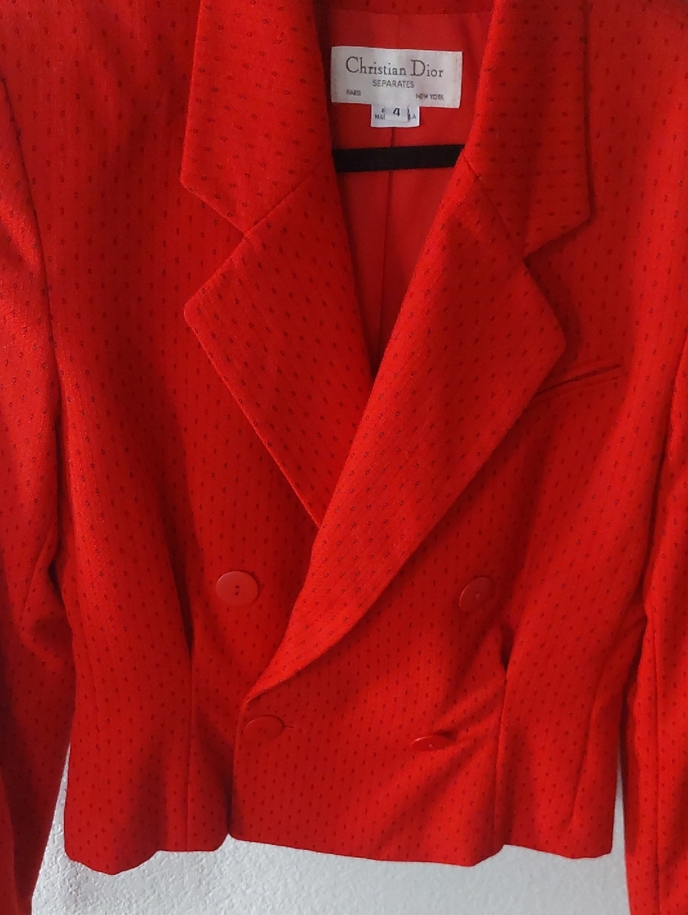 Dior VINTAGE Red Double-Breasted CROPPED Jacket - Picture 7 of 11